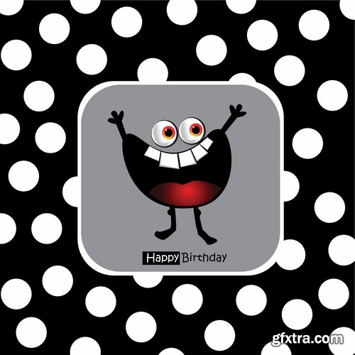 Collection of different vector image gift cards with funny cartoon animals 25 Eps