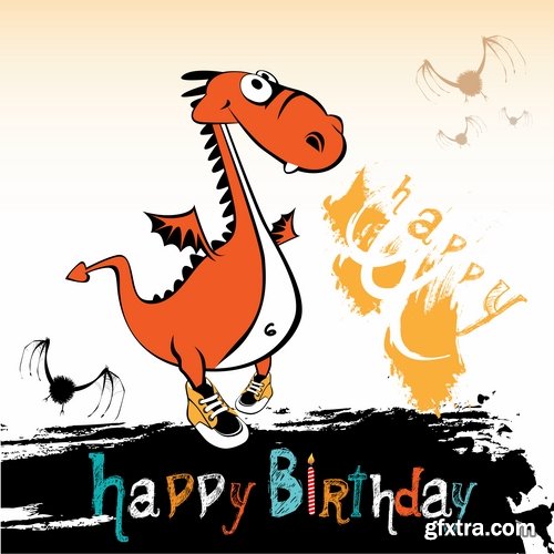 Collection of different vector image gift cards with funny cartoon animals 25 Eps