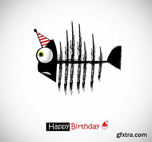 Collection of different vector image gift cards with funny cartoon animals 25 Eps