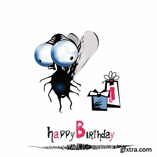 Collection of different vector image gift cards with funny cartoon animals 25 Eps