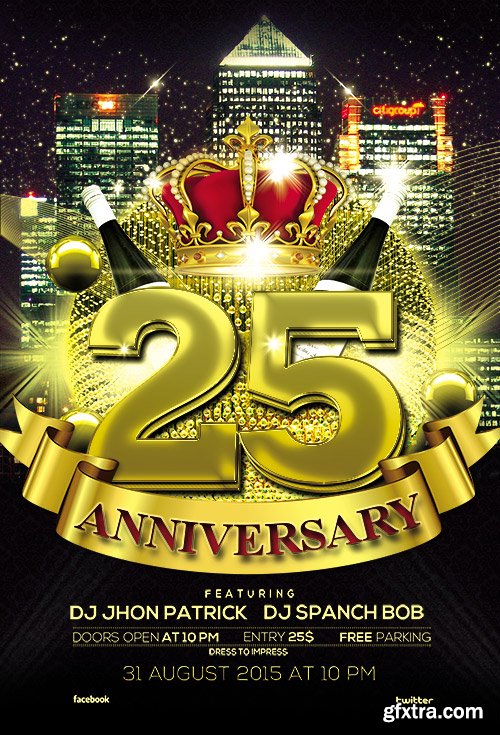 25 Anniversary Flyer PSD Template + Facebook Cover