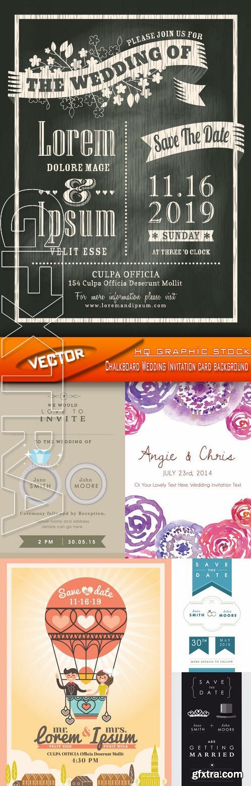 Stock Vector - Chalkboard Wedding Invitation card background