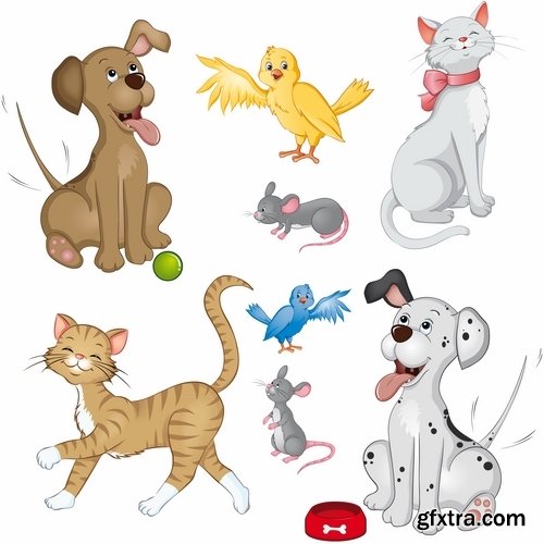 Collection of vector illustration of the different picture funny animal cartoon character 25 Eps