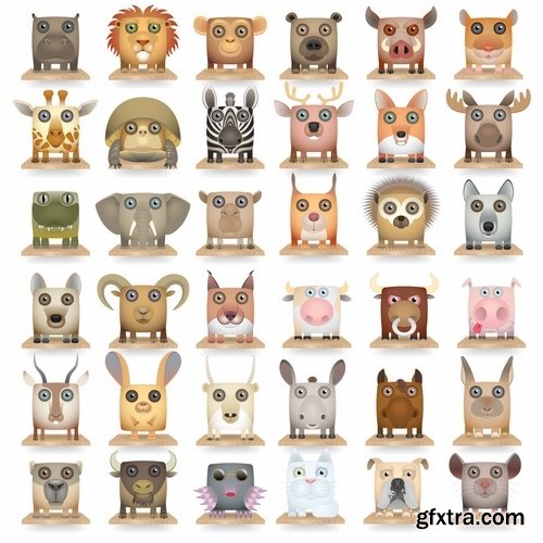 Collection of vector illustration of the different picture funny animal cartoon character 25 Eps