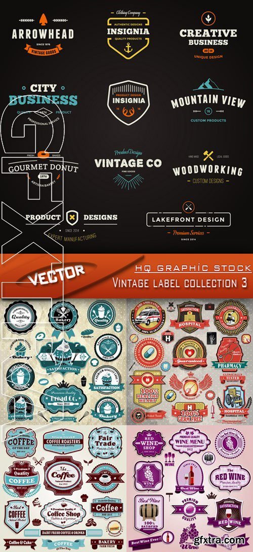 Stock Vector - Vintage label collection 3