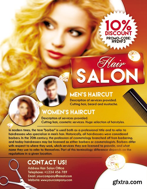 Salon Flyer Flyer PSD Template + Facebook Cover