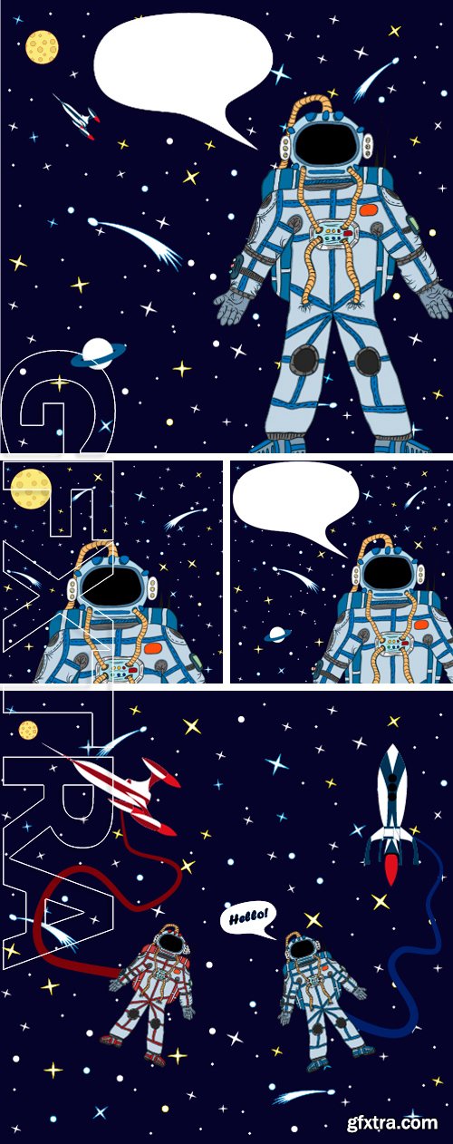 Stock Vectors - Vector drawing of an astronaut in space. Vector drawing