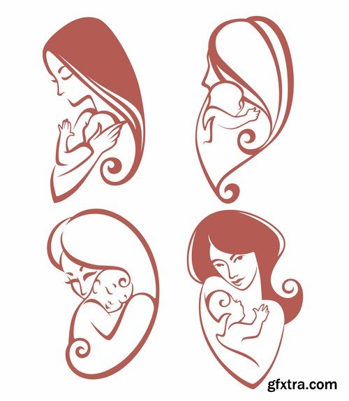 Emblem of mother and her baby - 10 EPS