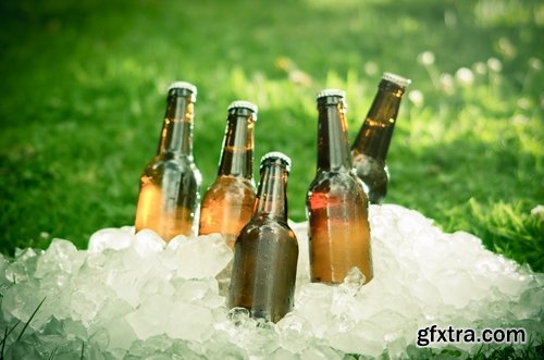 Collection of bottle of beer in ice cold drink ice cube 25 HQ Jpeg
