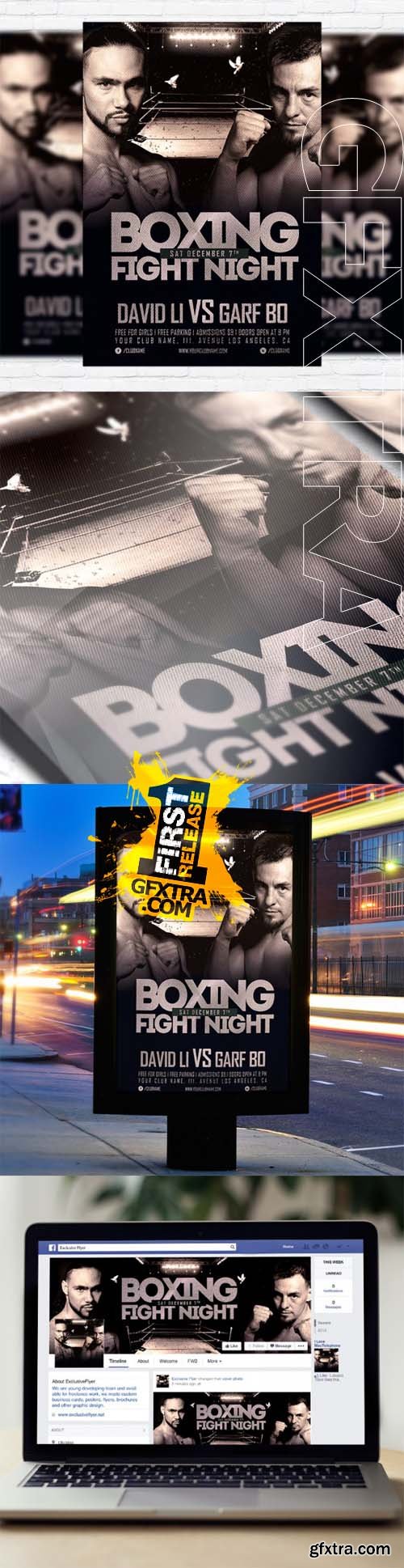 Boxing Fight Night - Flyer Template + Facebook Cover
