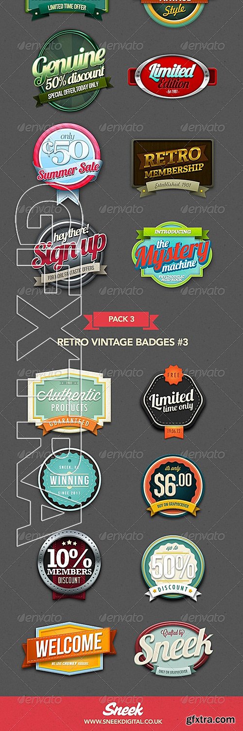 GraphicRiver - Retro Vintage Badges Bundle 3337335