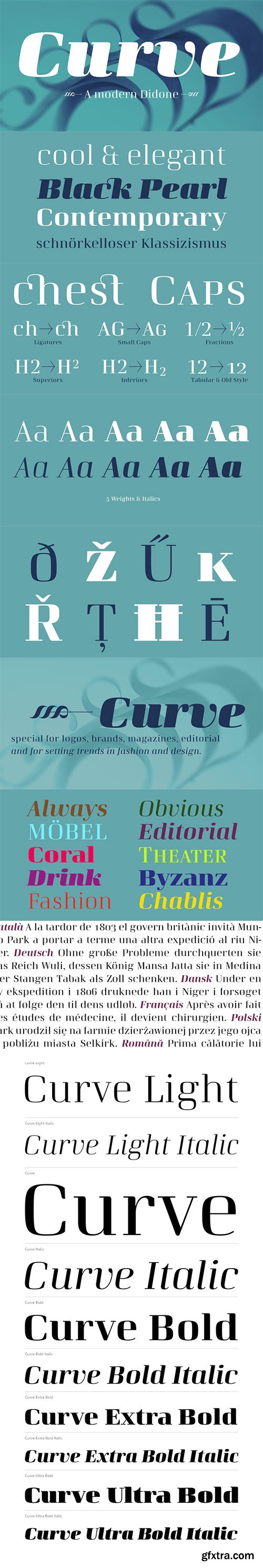 Curve - Modern Neo-Classical Typeface 10xOTF $205 Curve - Modern Neo-Classical Typeface 10xOTF $205