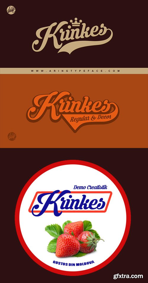 Krinkes - Regular &amp; Decor Sign Typeface 4xOTF $59