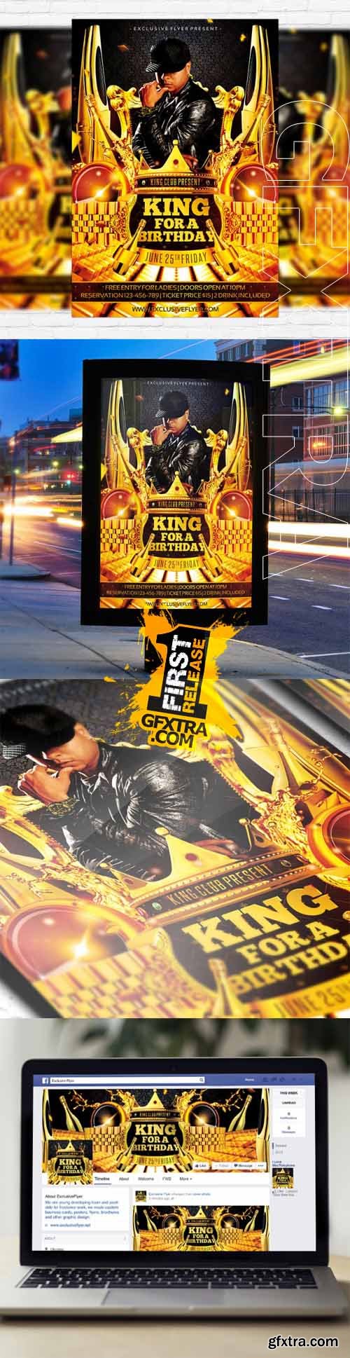 King for a Birthday - Flyer Template + Facebook Cover