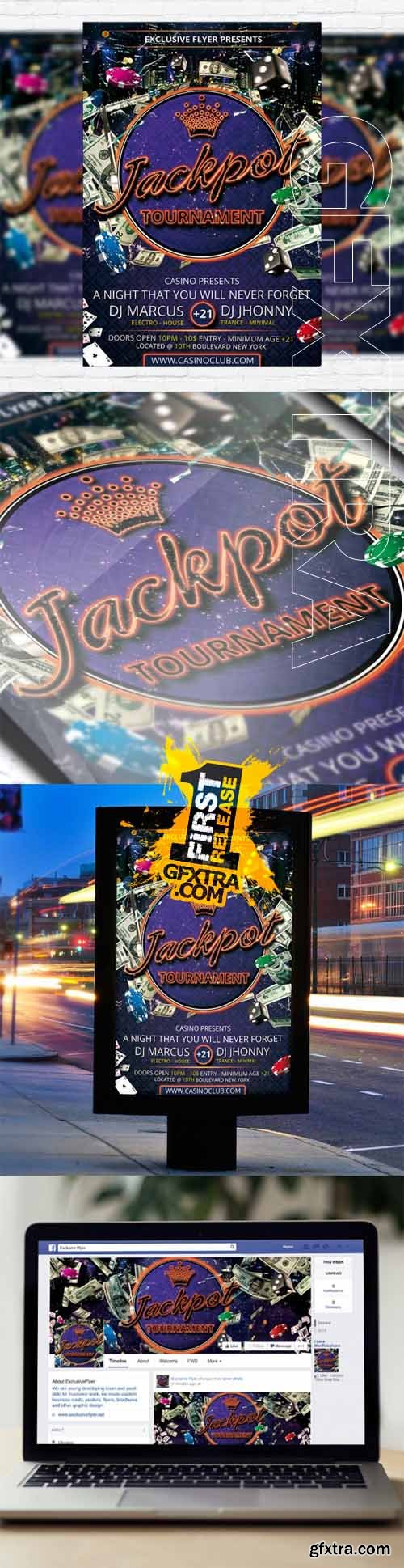 Jackpot Tournament - Flyer Template + Facebook Cover