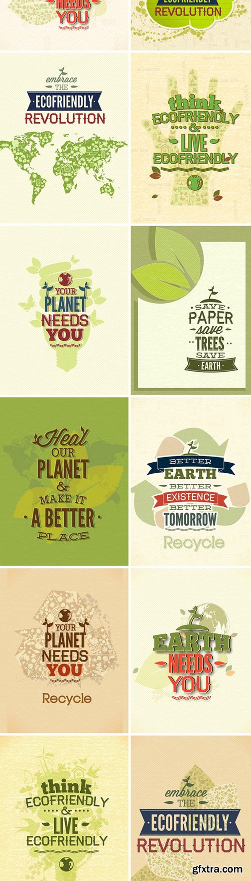 Eco And Organic Vector Illustrations