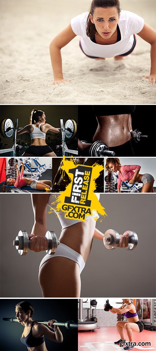 Stock Photos Athletic young woman doing a fitness workout with weights