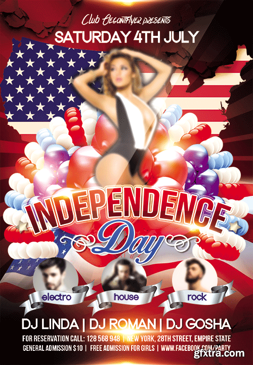 Independence Day Flyer July 4th Flyer PSD Template + Facebook Cover