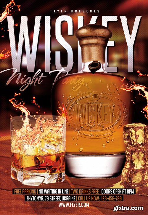 Wiskey Night Party - Flyer Template + Facebook Cover