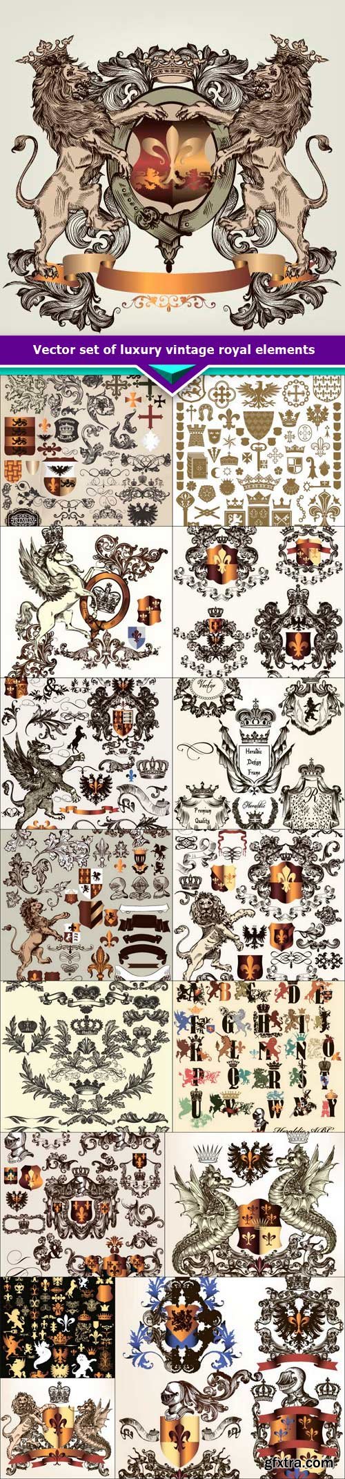 Vector set of luxury vintage royal elements 16x EPS