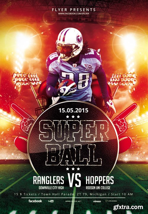 Super Ball - Flyer Template + Facebook Cover