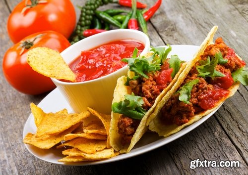 Collection of various Mexican food spicy red chili burrito 25 HQ Jpeg