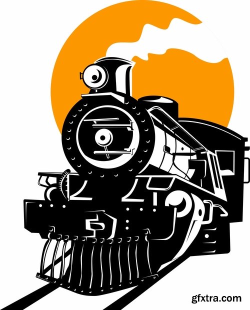 Collection of vector image train locomotive rail locomotive speed train logo 25 Eps