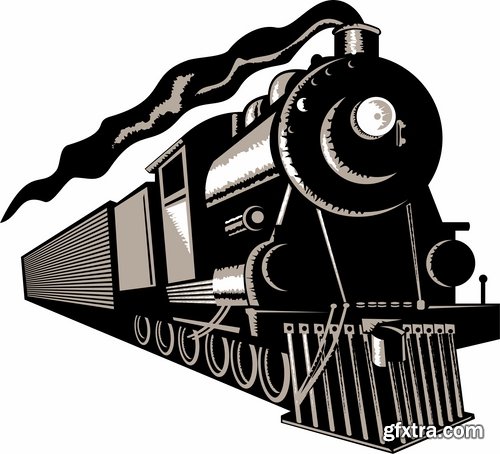 Collection of vector image train locomotive rail locomotive speed train logo 25 Eps