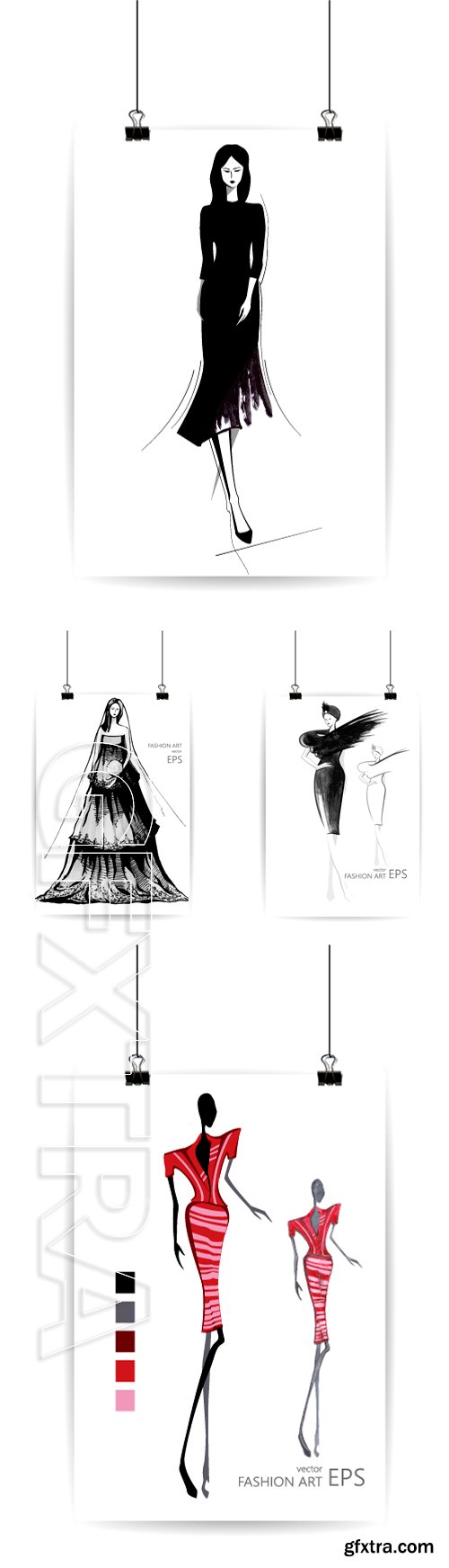 Stock Vectors - Beautiful fashion women in sketch style. Vector illustration