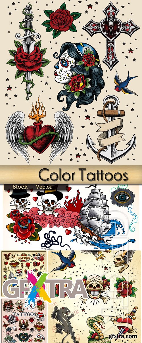 Color tattoos in Vector