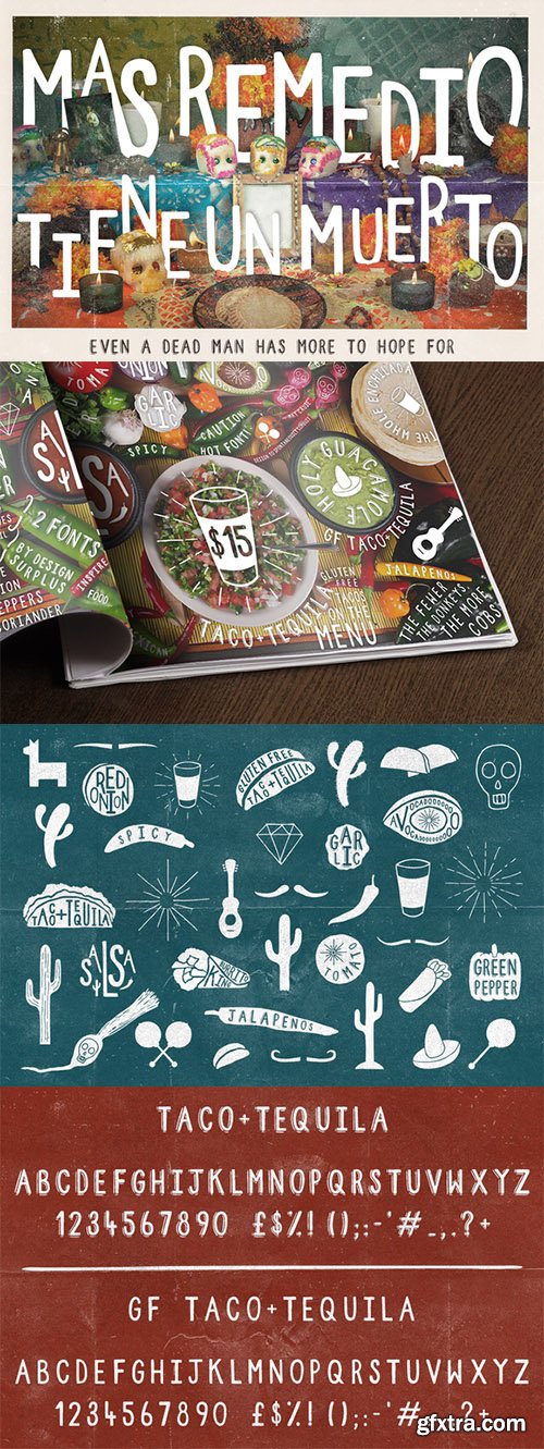 CM Taco+Tequila, 2 Fonts + Extras! 57200