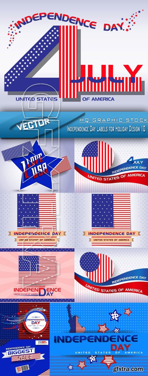 Stock Vector - Independence Day Labels for Holiday Design 10