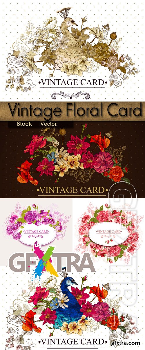 Flower cards in Vintage style