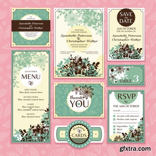 Collection of vector image invitation cards for wedding template example of calligraphy 25 Eps