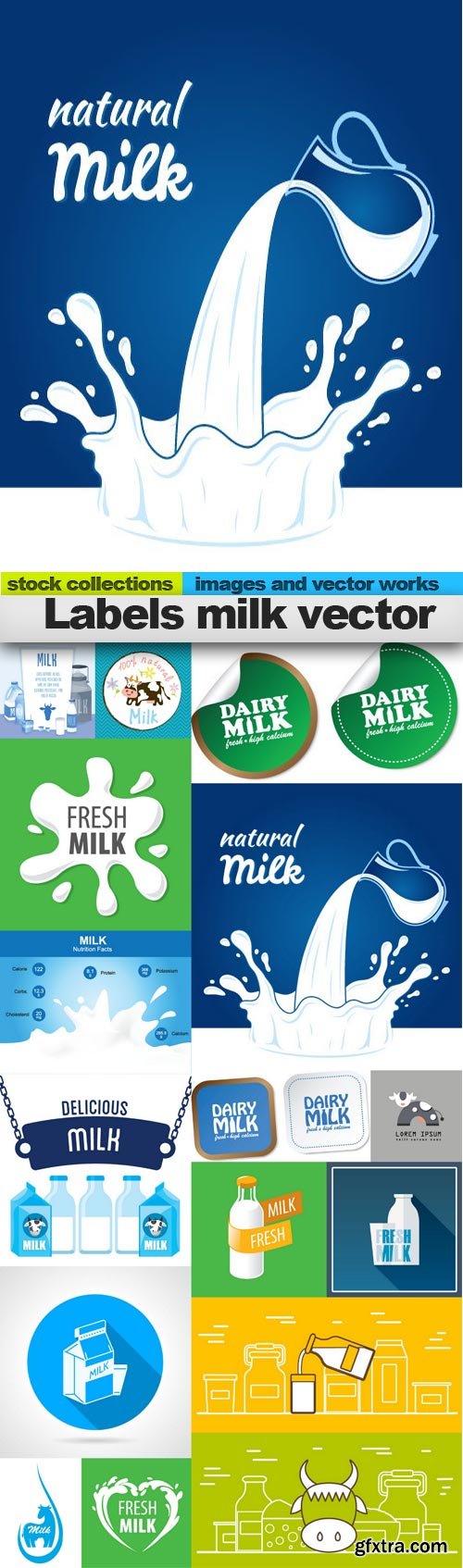 Labels milk vector, 15 x EPS