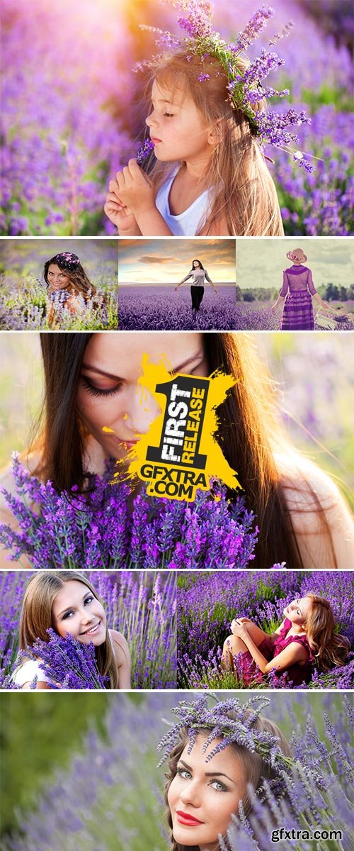 Stock Photos - Girl on lavender field