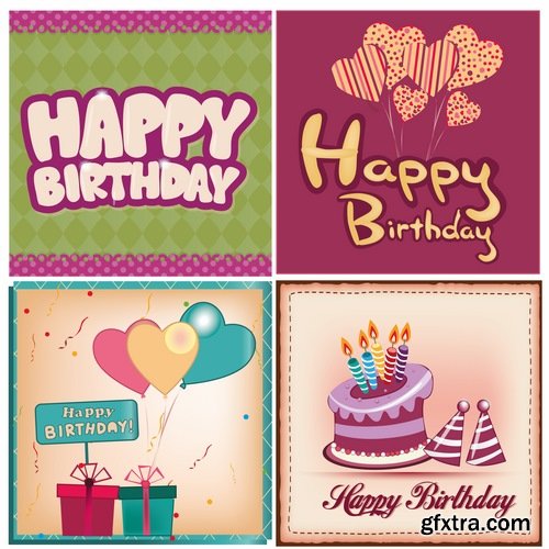 Collection of different vector image gift cards birthday celebration 25 Eps