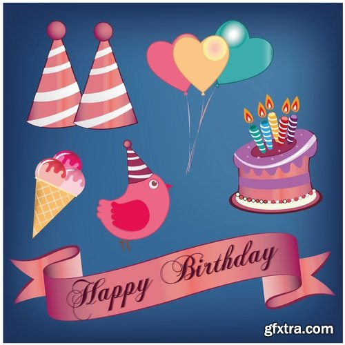 Collection of different vector image gift cards birthday celebration 25 Eps