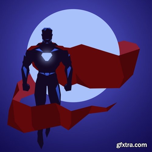 Collection of vector image superhero cartoon character muscle strength power saver 25 Eps