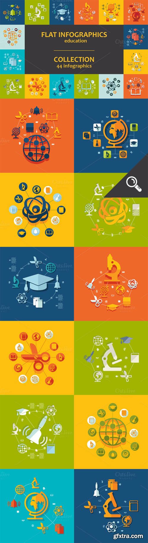 44 Education Flat infographics