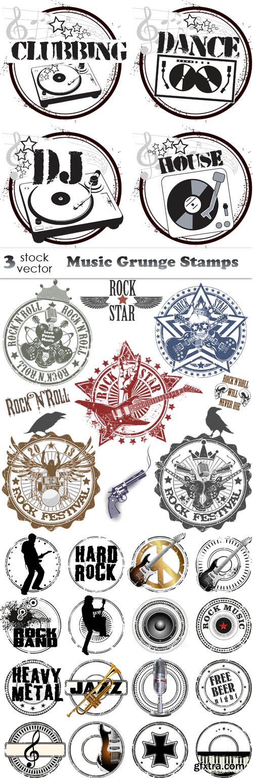 Vectors - Music Grunge Stamps