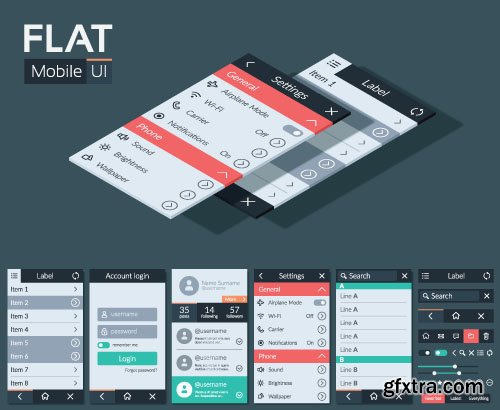 Flat Mobile UI, - 10 EPS