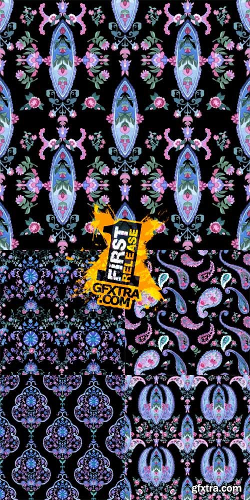 5 Watercolor Paisley Seamless Patterns