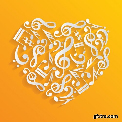Collection of of different musical background is fleur banner poster treble clef music notes 25 EPS