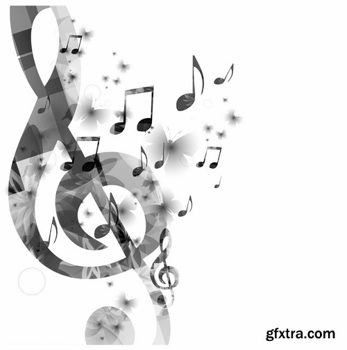 Collection of of different musical background is fleur banner poster treble clef music notes 25 EPS