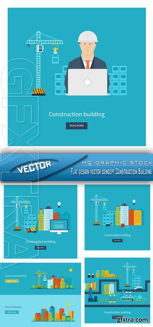 Stock Vector - Flat design vector concept Construction Building