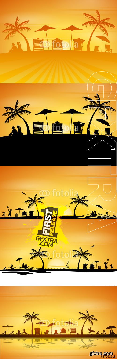 Vector Beach and Sunbeds