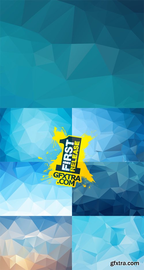 7 Blue Triangular Backgrounds Set