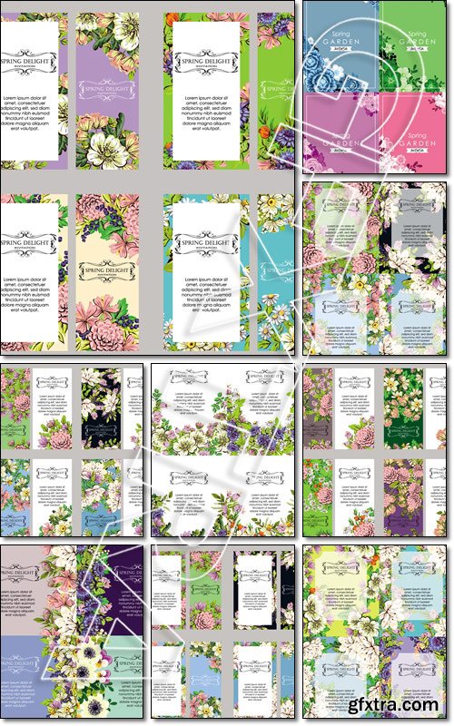 Wedding invitation cards with floral elements - Vector