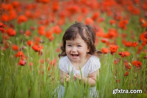 Collection of kids playing in a field of wildflowers child #2-25 HQ Jpeg